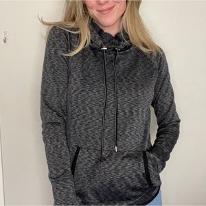 Athleta fleece lined pull-over, grey/black, size small